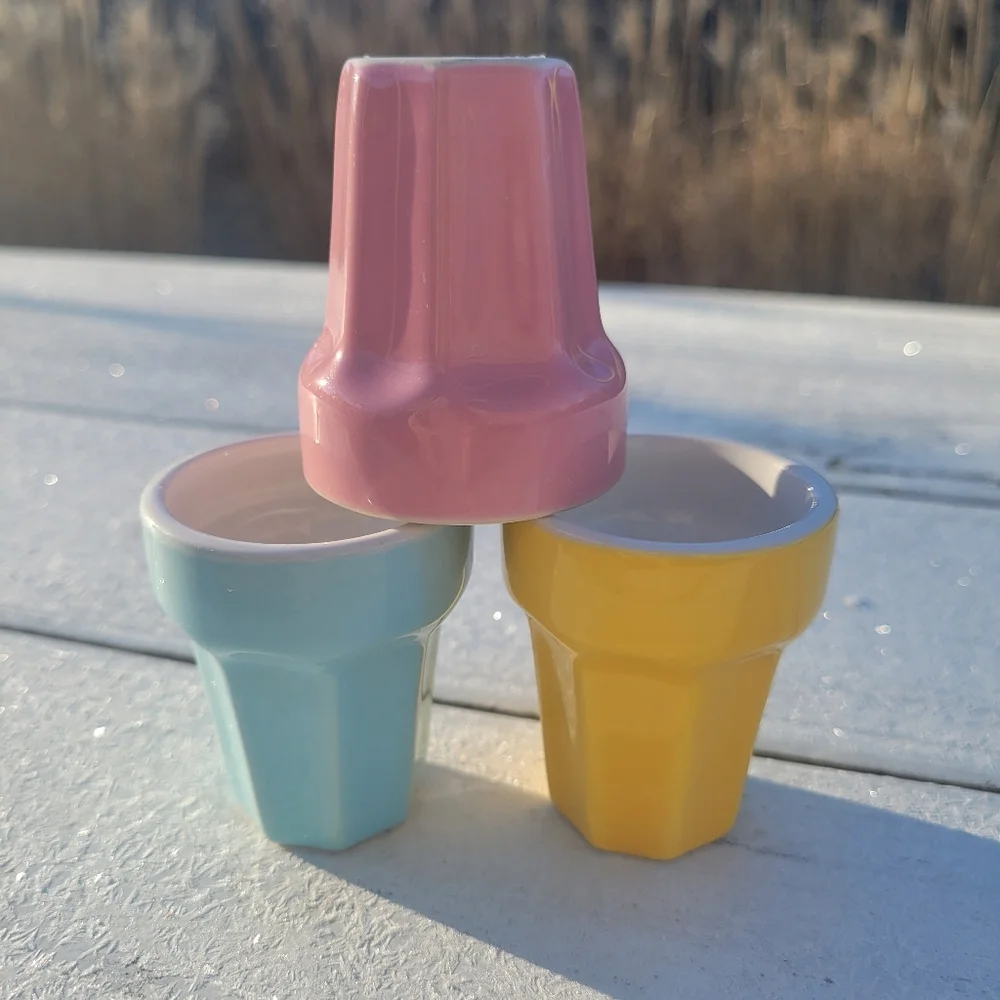IKEA Pastel Cups Shot Glass Small Vase ~ DUKTIG Line ~ Pink Blue Yellow FINAL !!